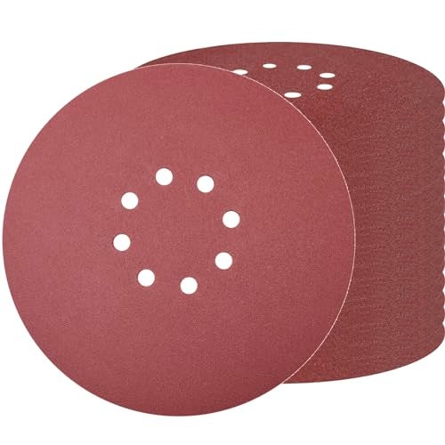 SACKORANGE 30 PCS 9 Inch 8 Hole Drywall Sanding Discs Set- 80 100 120 180 240 400 Grits, 9" Sandpaper Discs with Hook & Loop Backing, Fast Cutting Aluminum Oxide Abrasive for Drywall Power Sander, Sand Wood - Image 1