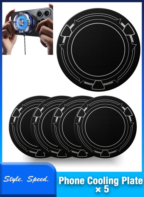 Magnetic Cooling Discs for Phone Cooler, 5 Pcs 2.36 inch Round Thermal Conductive Plates with Nano Adhesive, Compatible with Magnetic Back Clip Phone Radiator Fans