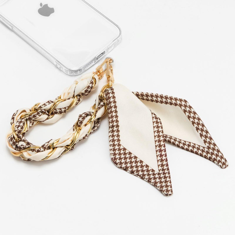 ZOOEASS Phone Wrist Lanyard Gold Metal Scarf Phone Charm Strap with Tether Tab Women Phone Chain Accessories for Handbags(Style 3) - Image 4