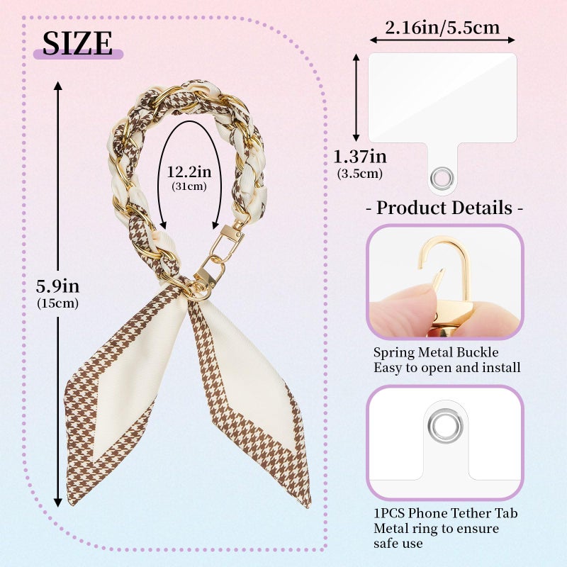 ZOOEASS Phone Wrist Lanyard Gold Metal Scarf Phone Charm Strap with Tether Tab Women Phone Chain Accessories for Handbags(Style 3) - Image 3