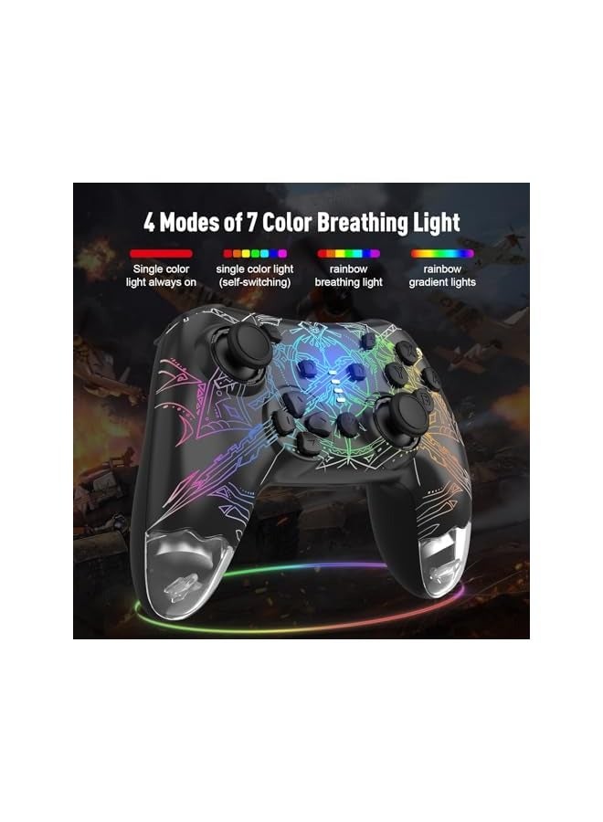 PROMASS Switch Controller, Wireless Switch Pro Controller for Switch/Switch Lite/Switch OLED, Wireless Gamepad for PC/iOS/Android with RGB/Programmable/Motion Control/Vibration/Turbo/Wakeup(Black) - Image 4