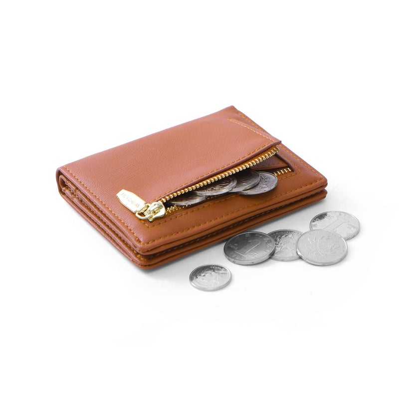 AnnabelZ Women Wallets Small Bifold Leather Pocket Wallet Ladies Mini Short Purse (Dark Brown) - Image 3