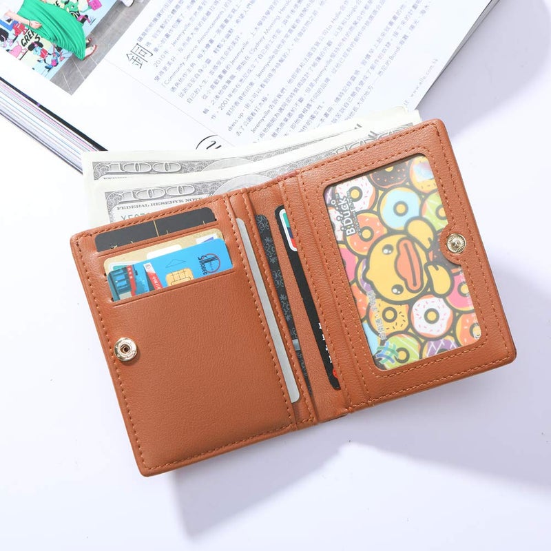 AnnabelZ Women Wallets Small Bifold Leather Pocket Wallet Ladies Mini Short Purse (Dark Brown) - Image 2