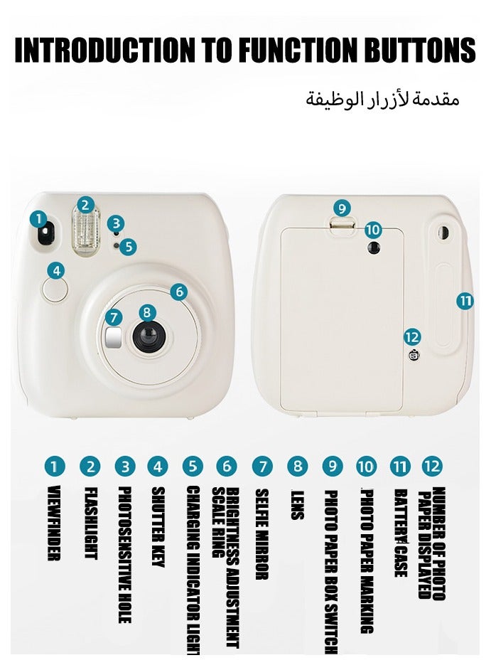 Generic Instant Camera +Camera Protective Case+ Shutter Accessories Bundle, Incl. Compatible Carrying Case,white - Image 3