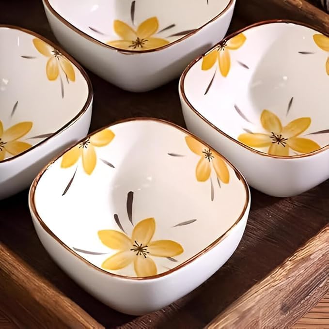 LUANA ENTERPRISE Ceramic Dip Bowl,Chutney Bowl,Pickle Bowl, Sauce Bowl,Small Katori Set,Serving Bowls Set Snacks,Small Bowl for Kitchen,MiniDip Bowls for Serving Chutney (Multicolor) (Set of 4) - Image 3