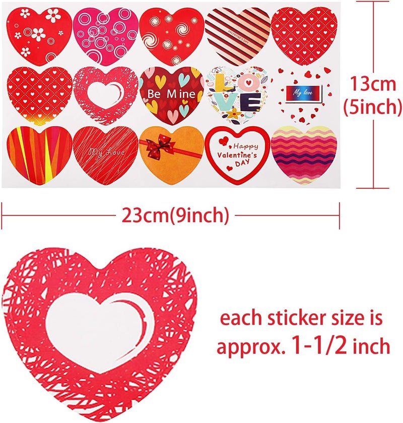 Jovitec 300 Pcs Valentines Day Heart Stickers Labels Colorful Heart Shaped Love Decorative Gifts Stickers for Box Envelope Wedding Valentine Crafts Party Favors Supplies - Image 2