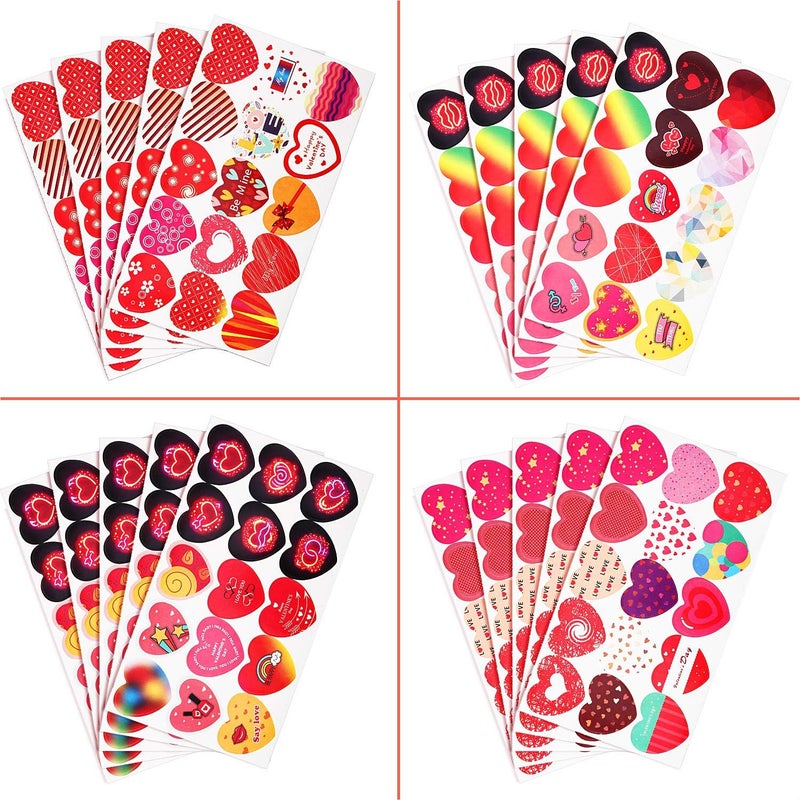 Jovitec 300 Pcs Valentines Day Heart Stickers Labels Colorful Heart Shaped Love Decorative Gifts Stickers for Box Envelope Wedding Valentine Crafts Party Favors Supplies - Image 5