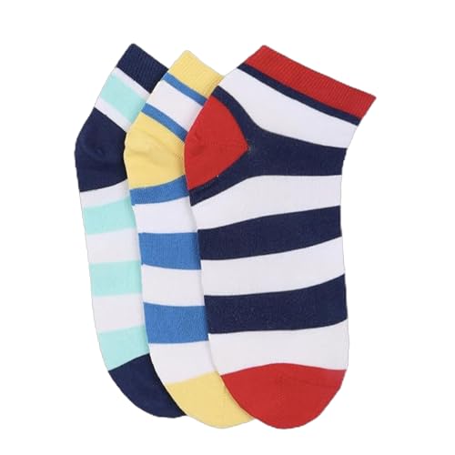 FOOTPRINTS Organic cotton &Bamboo Kids Unisex Socks | Pack of 3 Pairs | Low cut | Colourful Stripes (IN, Age, 3 Years, 5 Years) - Image 1