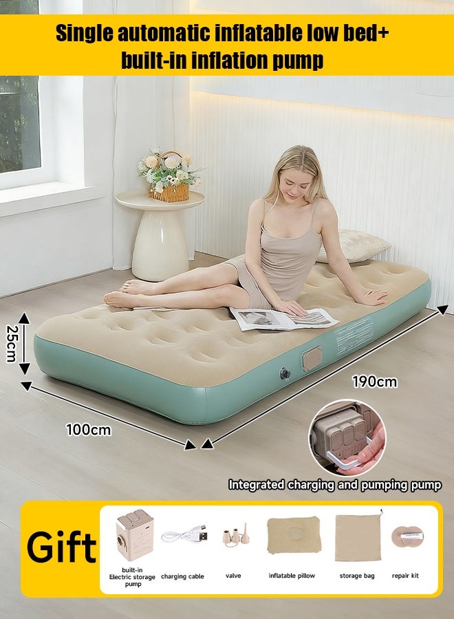 Thickly-textured plush inflatable mattress, fully automatic inflation bed, camping tent floor mat, home sleeping mat, folding bed - Image 1