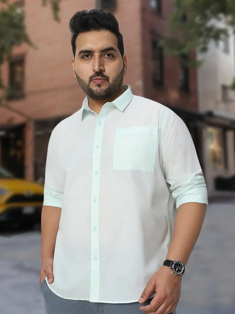 Urbano Fashion  Urbano Plus Men's Pastel Blue Cotton Full Sleeve Regular Fit Casual Solid Shirt  | Best Price UAE