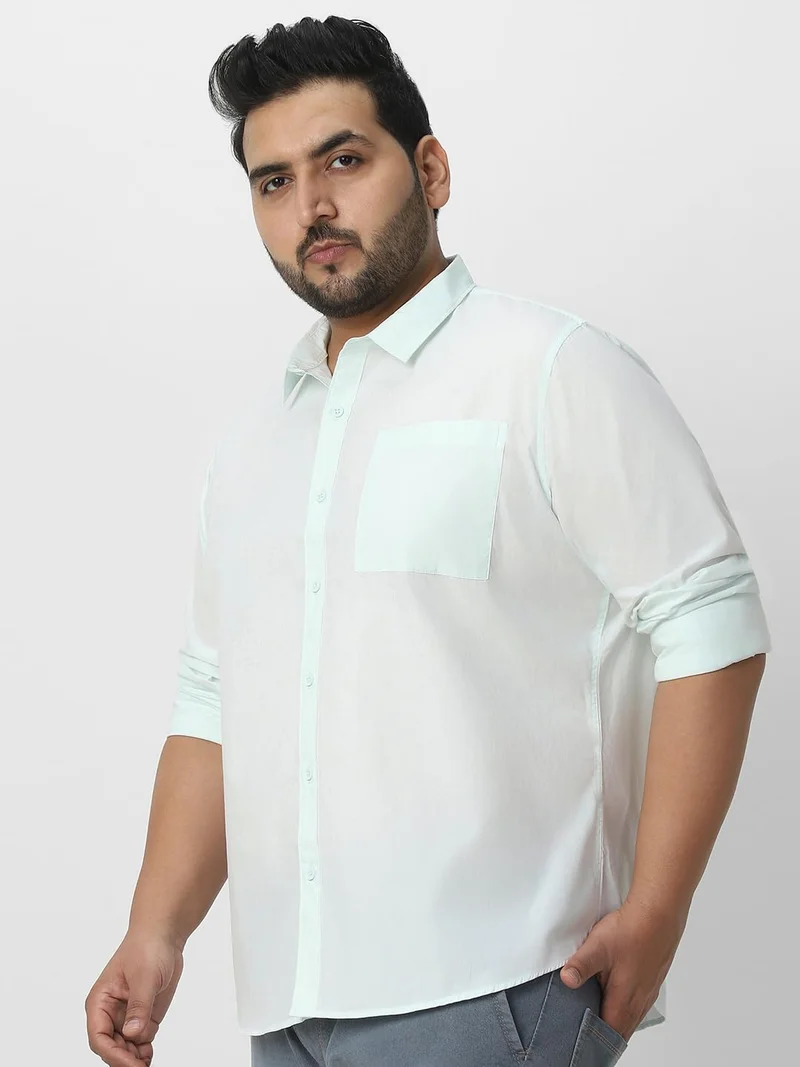 Urbano Fashion  Urbano Plus Men's Pastel Blue Cotton Full Sleeve Regular Fit Casual Solid Shirt  | Best Price UAE