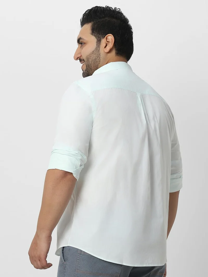 Urbano Fashion  Urbano Plus Men's Pastel Blue Cotton Full Sleeve Regular Fit Casual Solid Shirt  | Best Price UAE