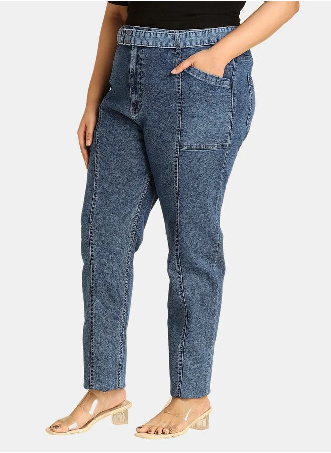 HIGH STAR Plus High Rise Straight Fit Stretchable Jeans by Styli