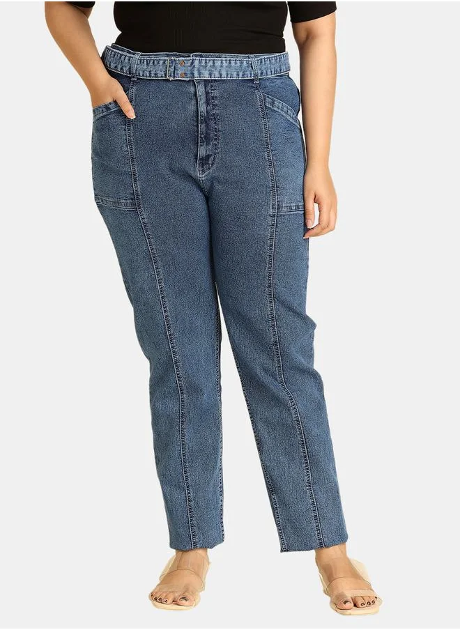 HIGH STAR Plus High Rise Straight Fit Stretchable Jeans by Styli