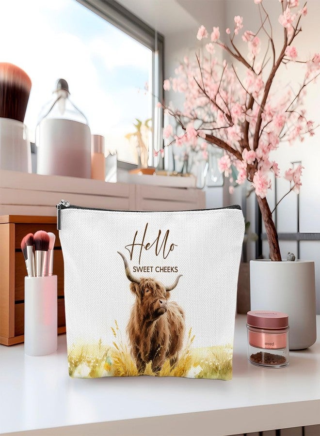 SDFBFVSA 2 Pcs Western Cow Gifts Makeup Bag, Versatile Highland Cow Themed Zipper Pouch Travel Organizer Toiletry Skincare Toiletry Bags for Farm Girl Bestie Bff Niece Aunt Travel Christmas Birthday Gifts - Image 5