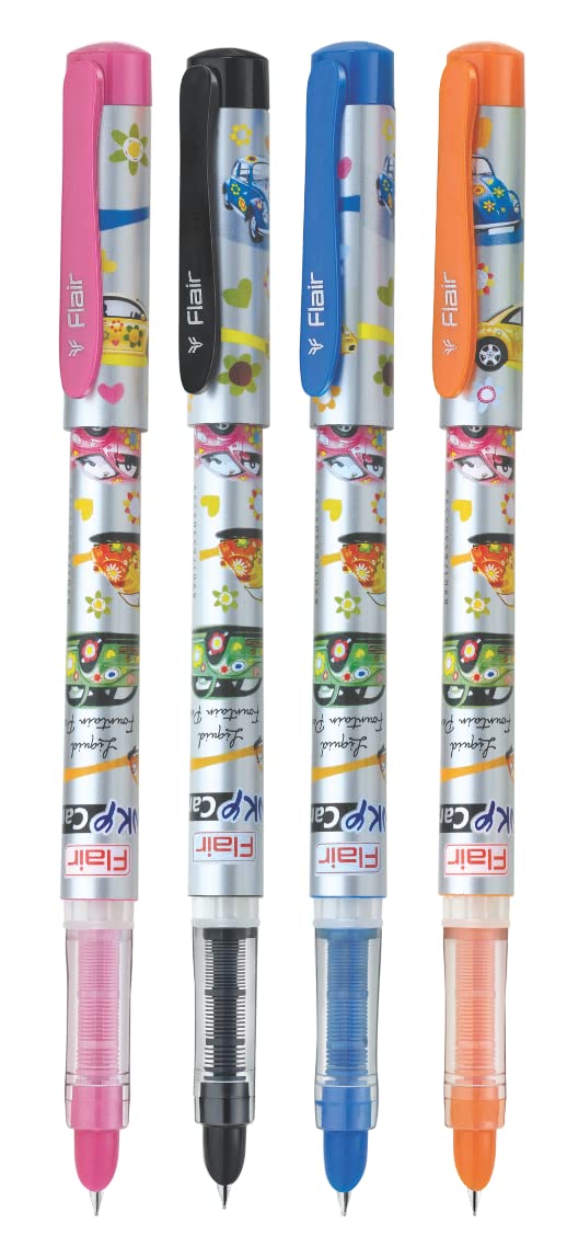 FLAIR Inky Series Cars Liquid Ink Fountain Pen Blister Pack | Free 2 Pieces X-Large Jumbo Cartridges With Each Pack | Cute & Stylish Pen For Kids Girls Boys Students Teens Gifts | Blue Ink, Pack Of 5 - Image 2
