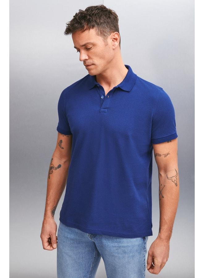GRIMELANGE MARTEN Men's 100% Cotton Short Sleeve Regular Fit Navy Polo Collar T‑shirt - Image 3
