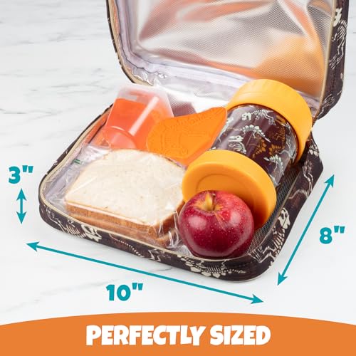Bentology Insulated Lunchbox Kit w Matching Reusable thermos Food Jar & Hard Freezer Ice Pack- Kids Thermal Lunch Bag w Clip on Handle- Easy to Clean Water-Resistant- Mini Cooler Tote- Back to School - Image 5