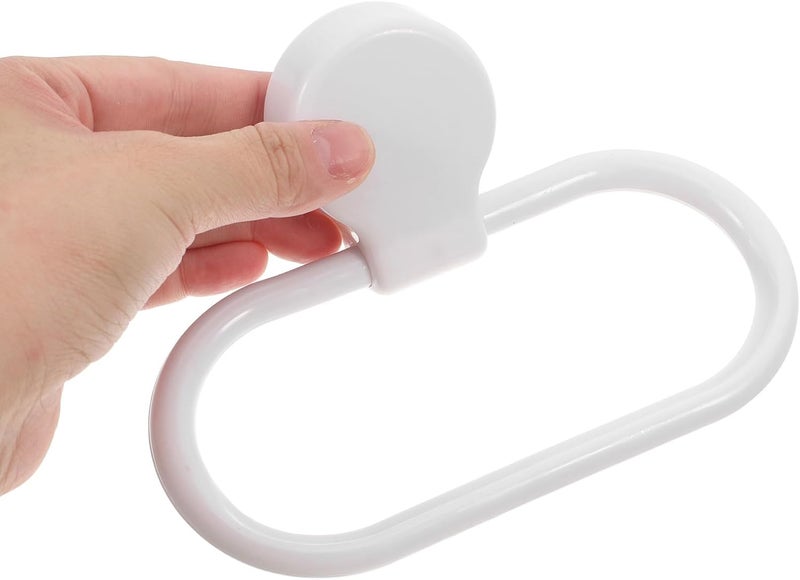 Toyvian 3pcs Self Adhesive Towel Rings White Plastic Wall-Mount Hand Towel Holders for Kitchen Bathroom Shower Washcloth Rack No Drilling - Image 3