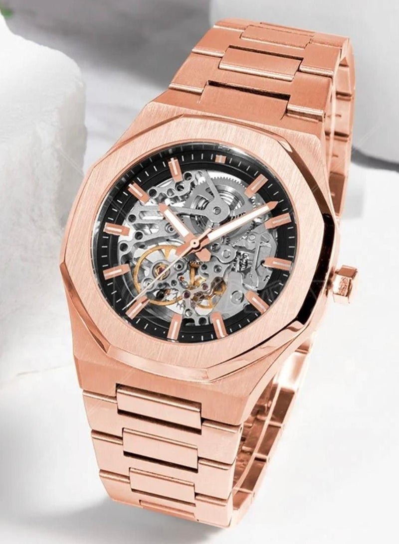 Bestwin A men's wrist watch against water, with distinctive details, inspired by D1 Milano watches, bronze bracelet and black dial - Image 2