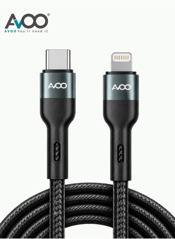 AVOO 2 Meter Fast Charging Cable – Type-C to Lightning 35W, Durable Braided Design for High-Speed Data Transfer and Fast Charging for Modern Devices - Image 1