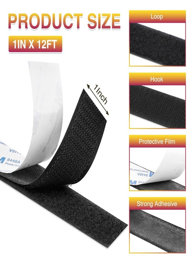 Summerbrite Hook and Loop Tape 12ft x 1 inch, Heavy Duty Double Sided Adhesive Strips, Strong Adhesive Back Closure, Cuttable Interlocking Tape Fasteners for Home, Office, Car, School and - Image 2