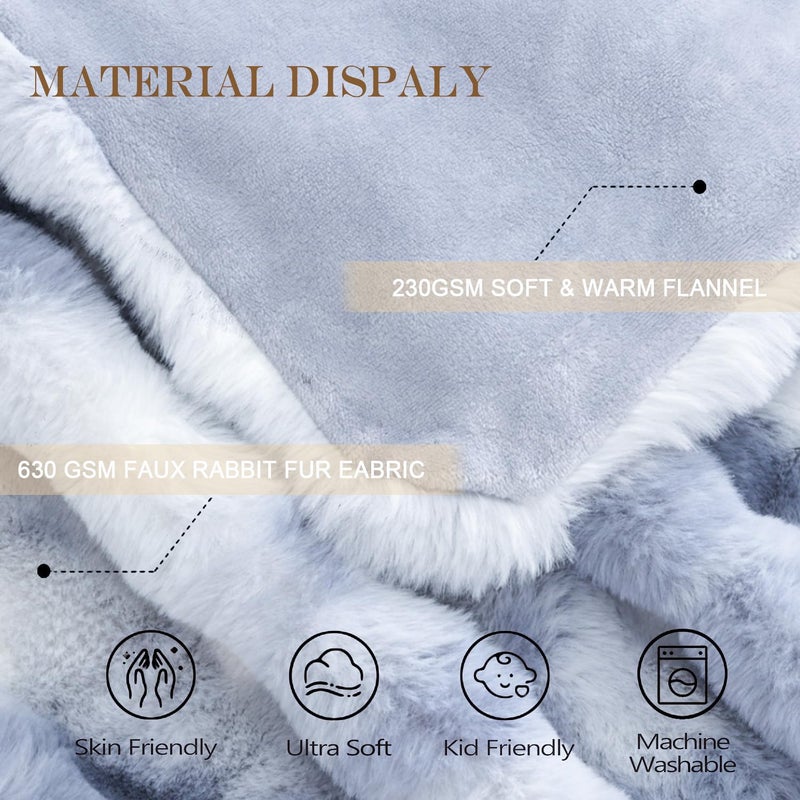 Latepis Faux Fur Throw Blanket for Couch, Soft Luxury Faux Fur Bubble Blanket for Sofa and Bedroom, Plush Thick Warm Cozy Fluffy Blanket for All Seasons, 50â€ x 60â€, Tie-dye Blue - Image 4