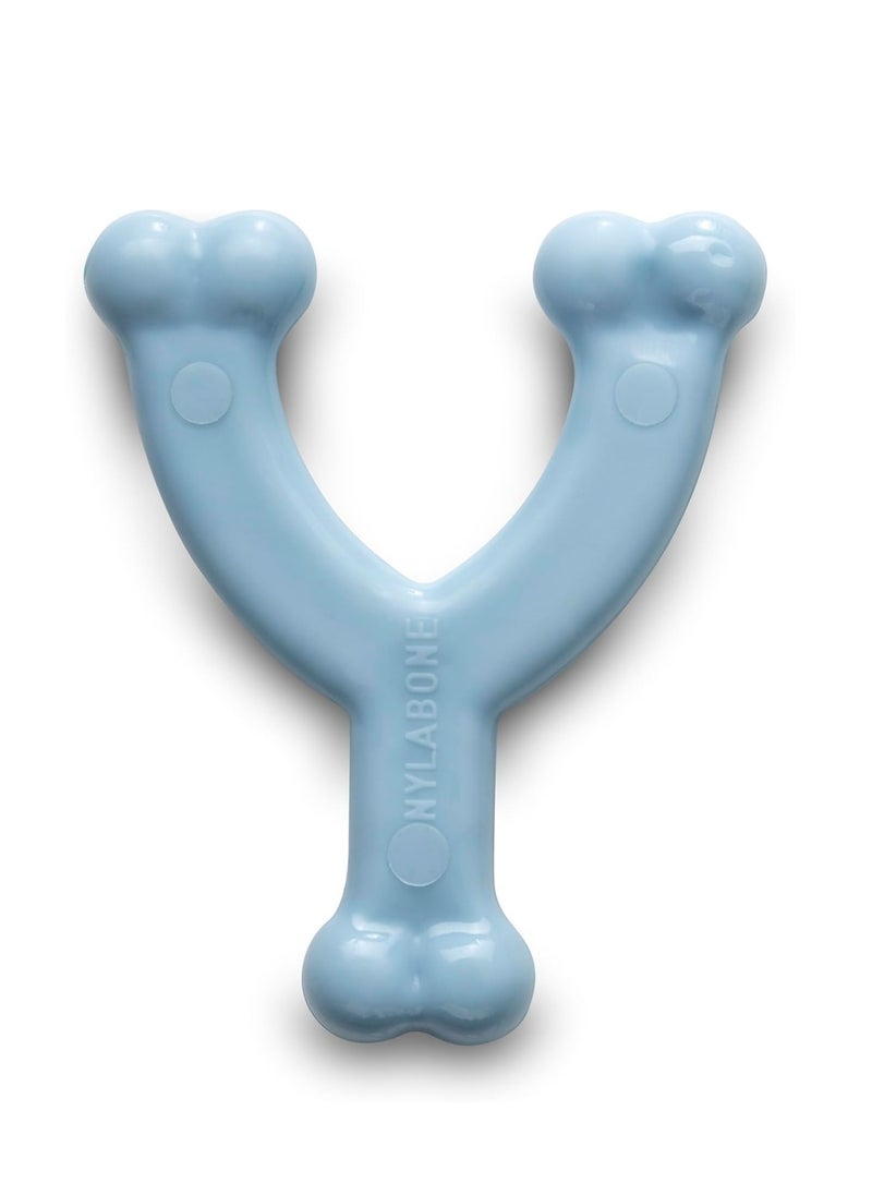 Nylabone Puppy Teething Chew Toy Wishbone Puppy Blue Original Chicken Flavour X Small Petite 1 Count  - Image 1