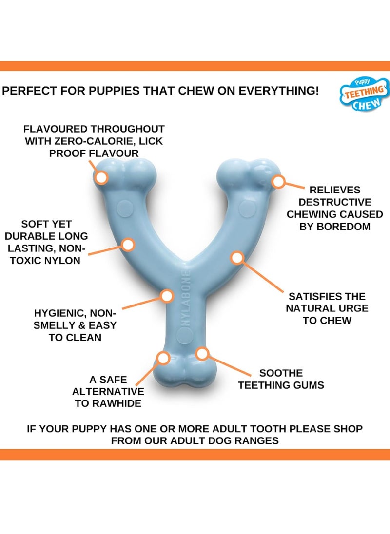 Nylabone Puppy Teething Chew Toy Wishbone Puppy Blue Original Chicken Flavour X Small Petite 1 Count  - Image 2