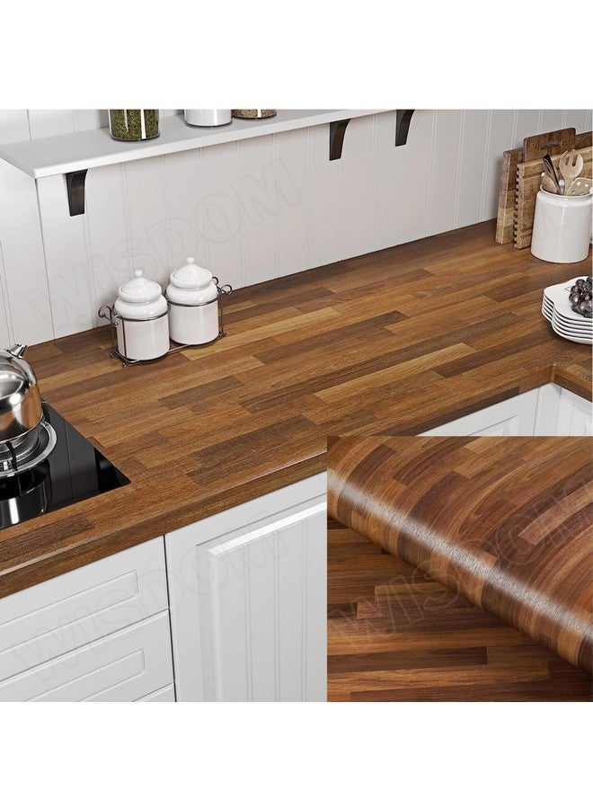 ويسدم ورق حائط من الفينيل من WISDOM لأثاث الأبواب الخشبية، فينيل DIY، خزانة، بطانة رف، ورق حائط لخزائن المطبخ 2 قدم × 10 قدم (بني مربع) - Image 1