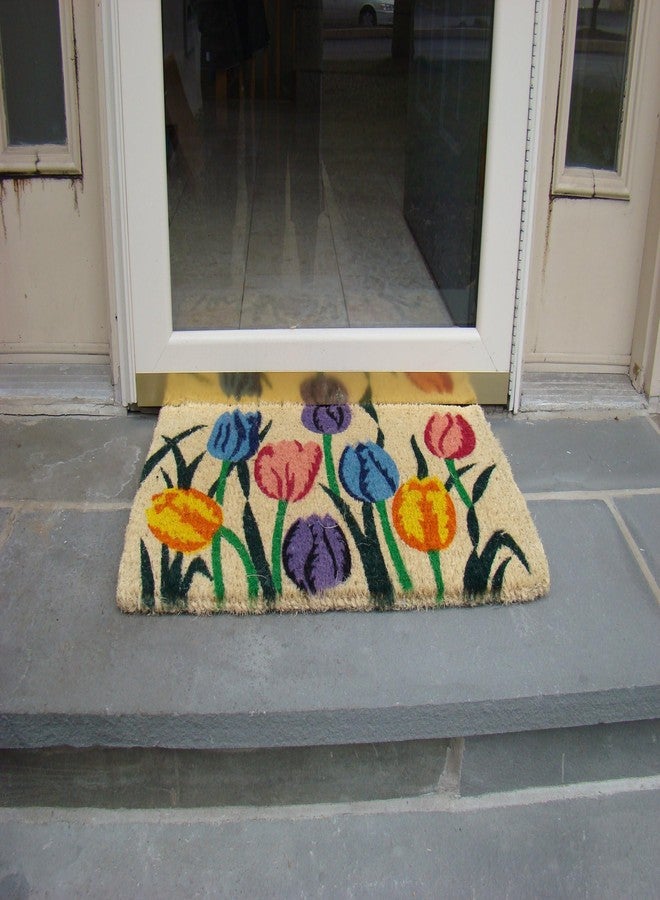 Kempf Tulip Design Woven Coir Doormat, 18" x 30" x 1", Natural Indoor/Outdoor Front Door Welcome Mat for Entryways - Image 3