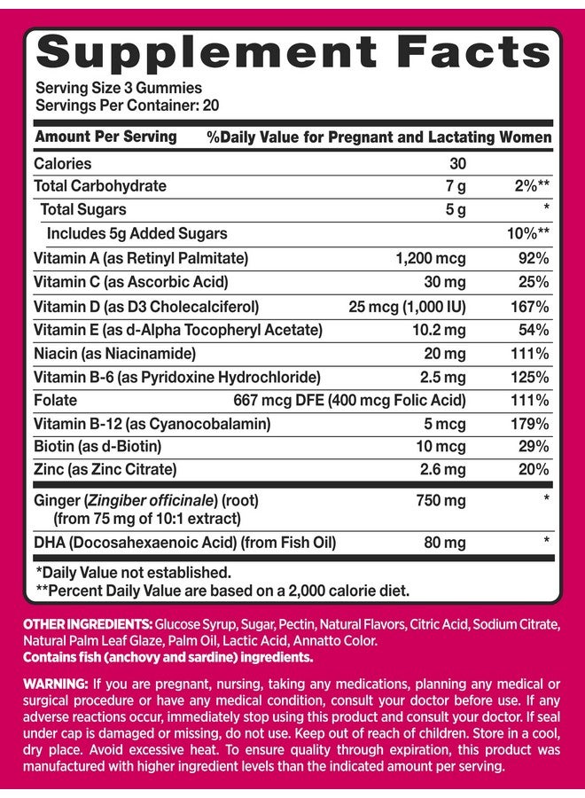 PINK Prenatal Vitamins ; 60 Gummies With Dha And Folic Acid ; Nongmo & Gluten Free Multivitamin ; Natural Fruit Flavor - Image 3
