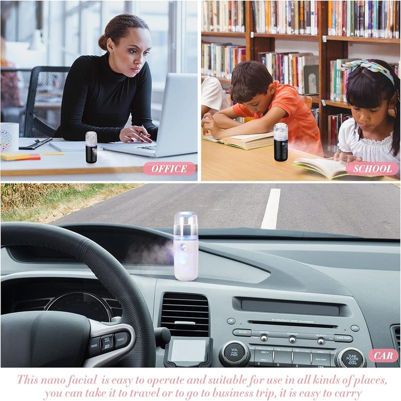 Excefore Portable USB Rechargeable Nano Facial Mister Set, 30ml Mini Face Humidifier & Hydrating Sprayer, Ideal for Skincare and Makeup, Dual Colors (Black & White), 2 Pack - Image 3