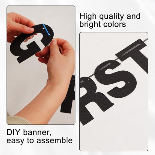 BEISHIDA 116 PCS A-Z Glitter Black DIY Letter Banner Kit Make Your Own Banner，Including 111 Letters and Numbers 3 Rope and 2 Threading Device,Customized for Birthday Graduation Wedding Halloween Party Decor - Image 3
