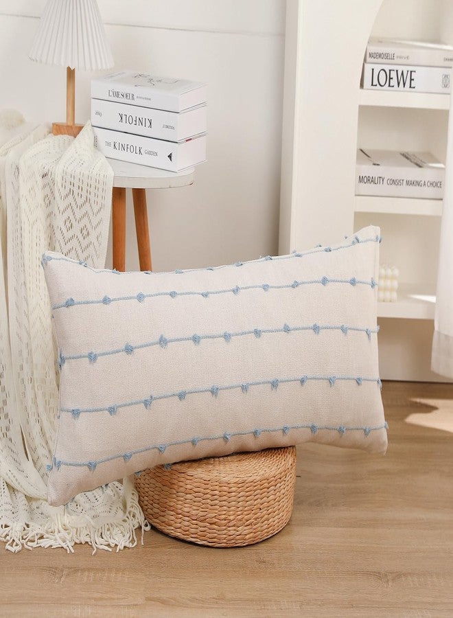 NUYECY Long Lumbar Throw Pillow Cover 14x36,Stripe Pattern Cotton Blue Boho Extra Long Decorative Pillow Cover Pillow Case Cushion Cover for Bed Sofa Couch Farmhouse,Skinny Modern Accent - Image 2