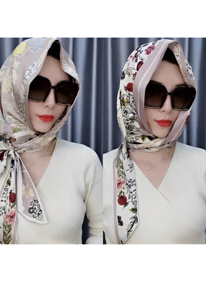 ريوكل عمامة نسائية مع حماية مزدوجة من أشعة الشمس، عمامة، غطاء رأس ناعم من قطعة واحدة، حجاب طويل، عمامة كاملة، واقي شمسي من حرير التوت - Image 2