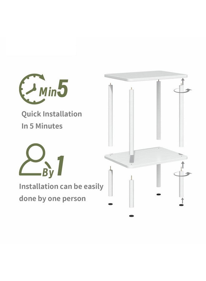 Apicizon 2 Tier End Table, Boho Side Table with Storage Shelf, Nightstand Bedside Table for Small Spaces, Bedroom, Living Room, Entryway, Farmhouse, Easy Assembly,White - Image 3