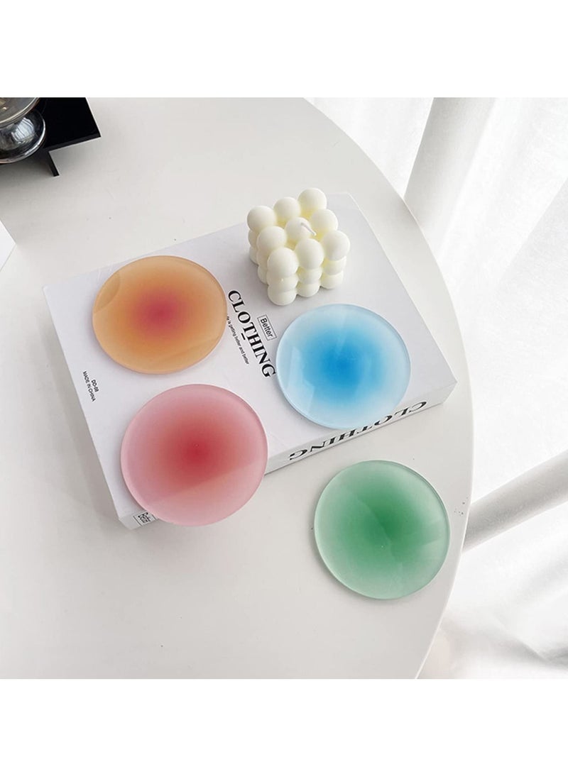 SYOSI SYOSI 4 Pcs Colorful Acrylic Coasters, Round Non-Slip Coasters Round Lovely Coasters 3.8 Inch Round Non-Slip Coasters for Coffee Cup, Tea Cup, Water Cup  - Image 3
