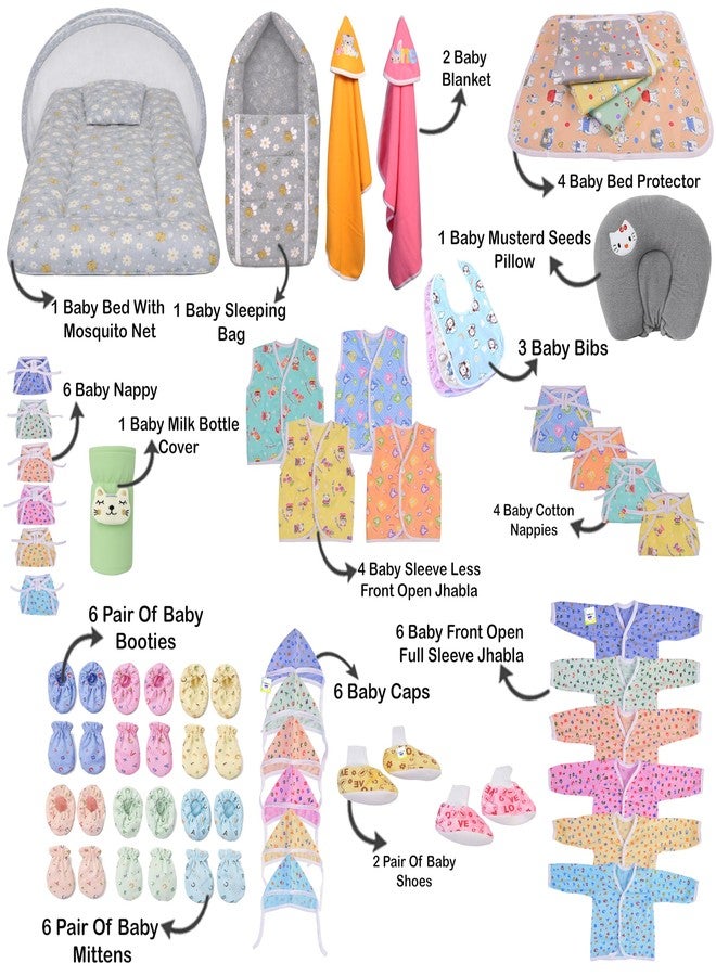 Kwitchy Newborn Baby Essentials Kit 53 Items Combo | New Born Baby Kit 0–6 Months | Baby Bed Bedding & Clothes Set | Newborns Hospital Bag & Infant Shower Gift (Grey) - Image 3