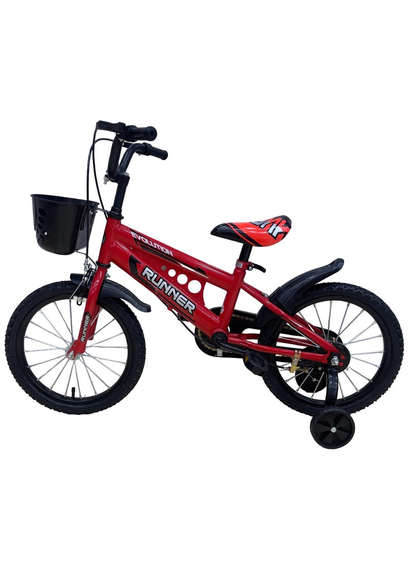 رانر دراجة فوكس للأطفال من رنر فوكس مع فرامل يدوية وسلة للأعمار من 3-8 سنوات، دراجات 12/16 بوصة مع عجلات تدريب ومصدات - Image 1