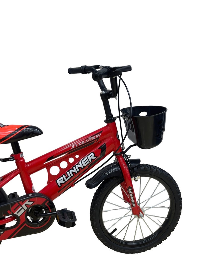 رانر دراجة فوكس للأطفال من رنر فوكس مع فرامل يدوية وسلة للأعمار من 3-8 سنوات، دراجات 12/16 بوصة مع عجلات تدريب ومصدات - Image 3