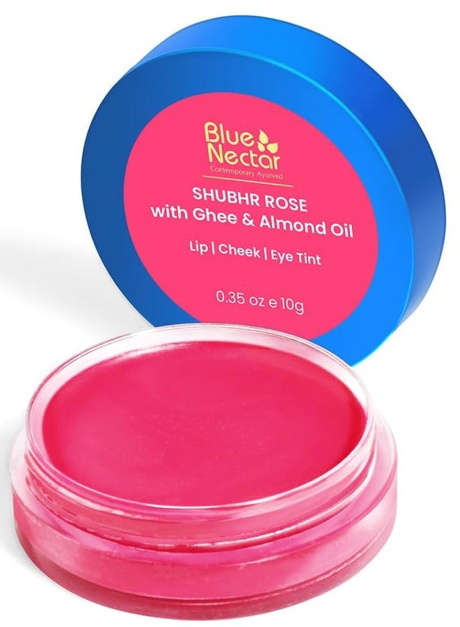 Blue Nectar Lip Cheek Eye Tint with goodness of Nourishing Ghee Shea Butter Rose Lip Stain with multiple flavors Sulphate and Paraben Free 10g - Image 1