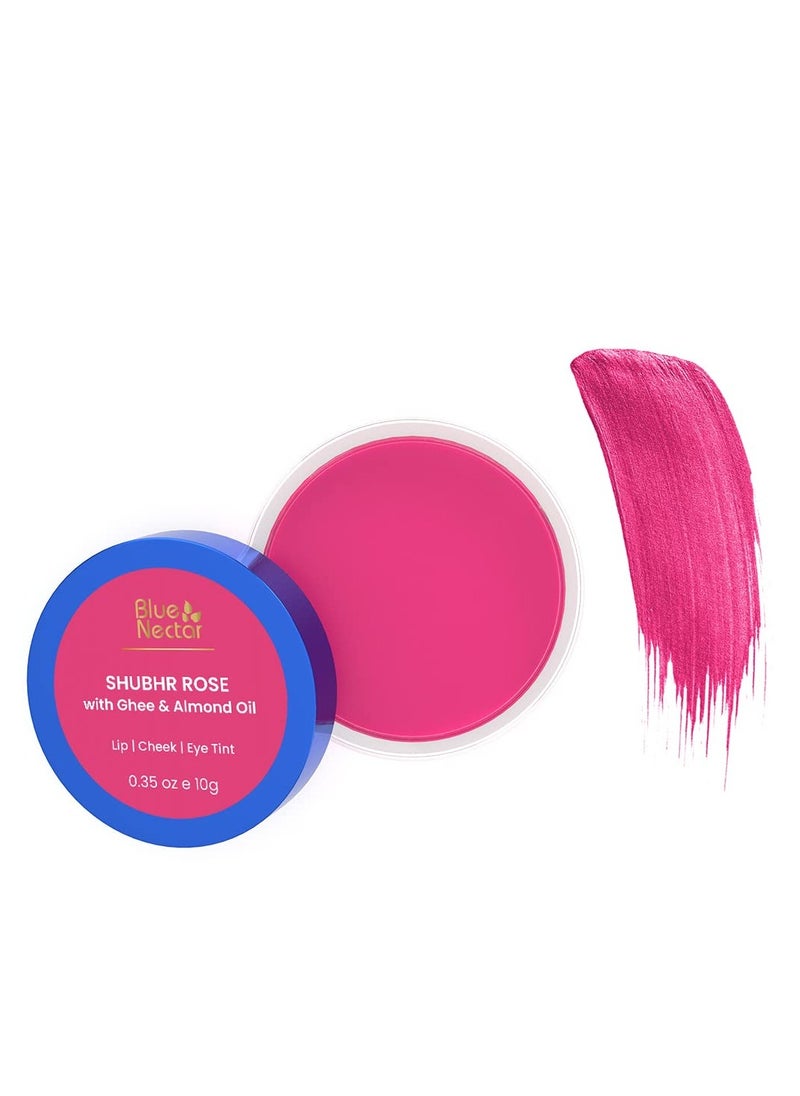 Blue Nectar Blue Nectar Lip Cheek Eye Tint with goodness of Nourishing Ghee Shea Butter Rose Lip Stain with multiple flavors Sulphate and Paraben Free 10g  - Image 1