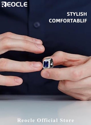 Men's Gem Ring Zircon Ring Classical Gem Stone Engagement Jewelry Luxury Thumb Ring for Father Dad and Gentlemen as Gifts - view 4