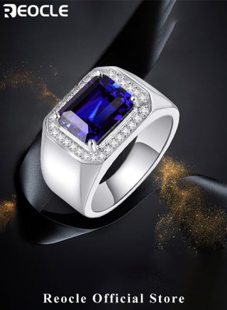 Men's Gem Ring Zircon Ring Classical Gem Stone Engagement Jewelry Luxury Thumb Ring for Father Dad and Gentlemen as Gifts - view 5