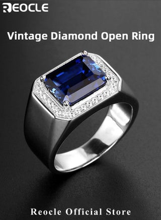 Men's Gem Ring Zircon Ring Classical Gem Stone Engagement Jewelry Luxury Thumb Ring for Father Dad and Gentlemen as Gifts - view 3