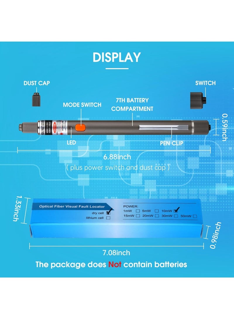 1pc 10MW 10KM Visual Fault Locator Fiber Optic VFL Fiber Optic Cable Tester with 1pc Singlemode 9/125um FC Male to LC Female Adapter - Image 2