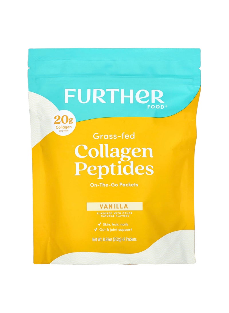 Grass-Fed Collagen Peptides, Vanilla, 12 Packets, 0.74 oz (21 g) Each