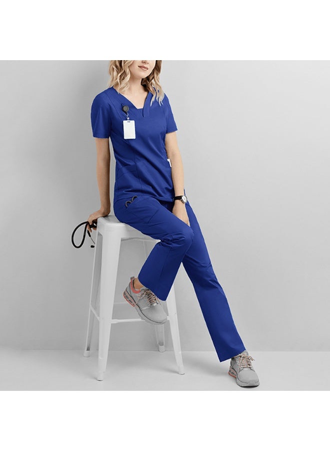 NIBEMINENT Workwear Medical Scrubs Uniform Set Doctor  Nurse Short Sleeve Surgical Gown Pants for Hospitals Dental Clinics  Beauty Salons - Image 1