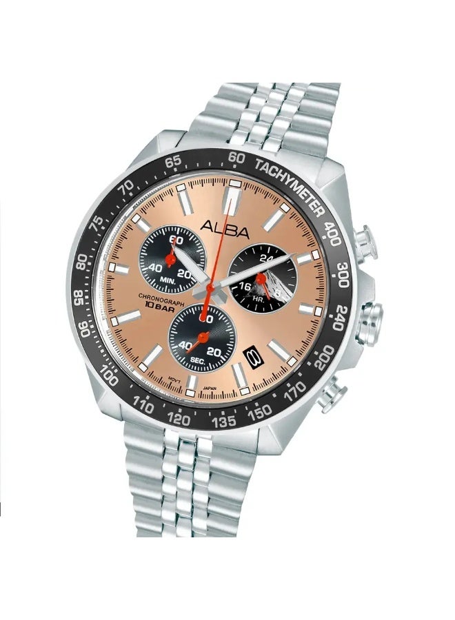 Alba Signa Chronograph Men’s Watch AX7023X1, 43 mm Copper & Black Dial, Stainless Steel Case & Bracelet, 100 m WR - Image 3